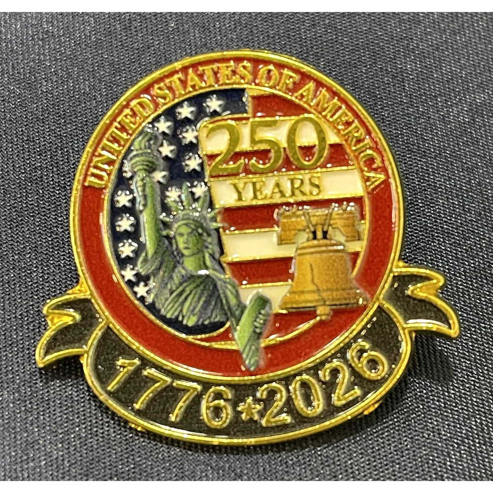 NWOT 250 Years 1776-2026 Patriotic Lapel Pin Liberty Bell Statue Liberty